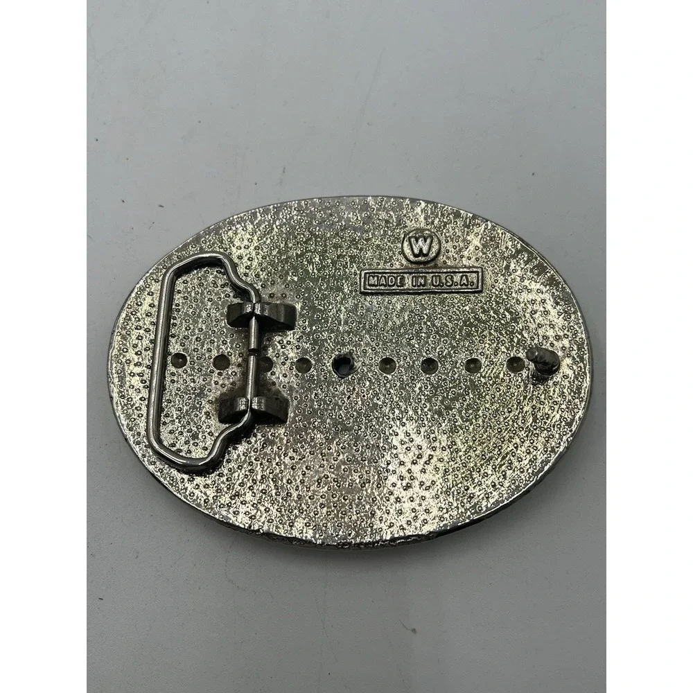 Vintage Western Floral Scroll Belt Buckle Silver Tone Rope Edge Made in USA